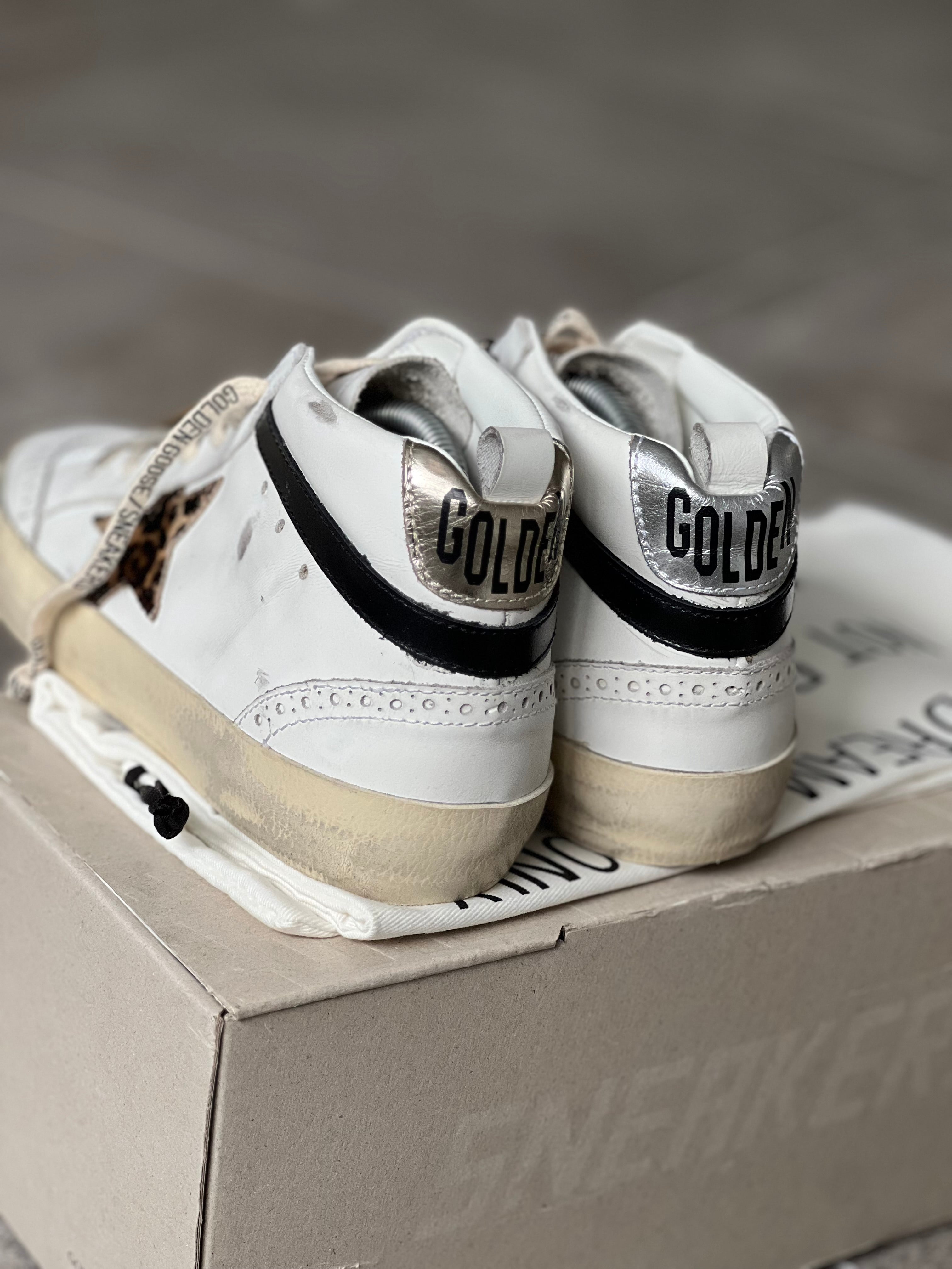 Talla 38 | Golden Goose Mid Star White & Animal Print