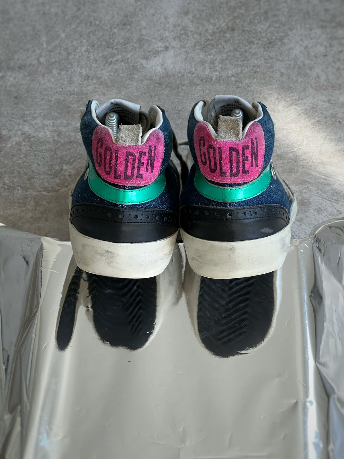 Golden Goose Mid Star Navy Denim Multicolor Vtg Women's