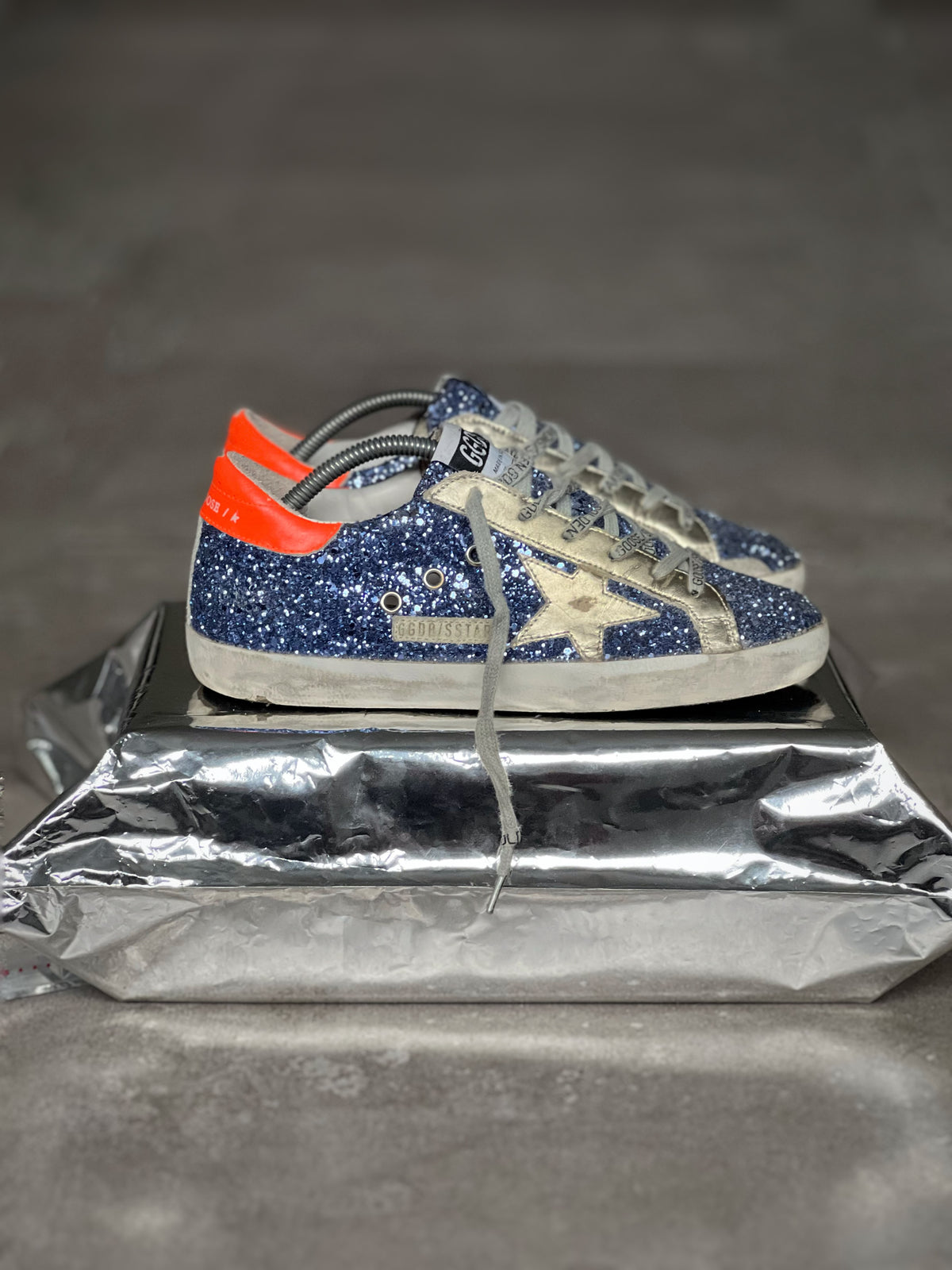 Golden Goose Superstar Azules Talón Naranja | Mujer