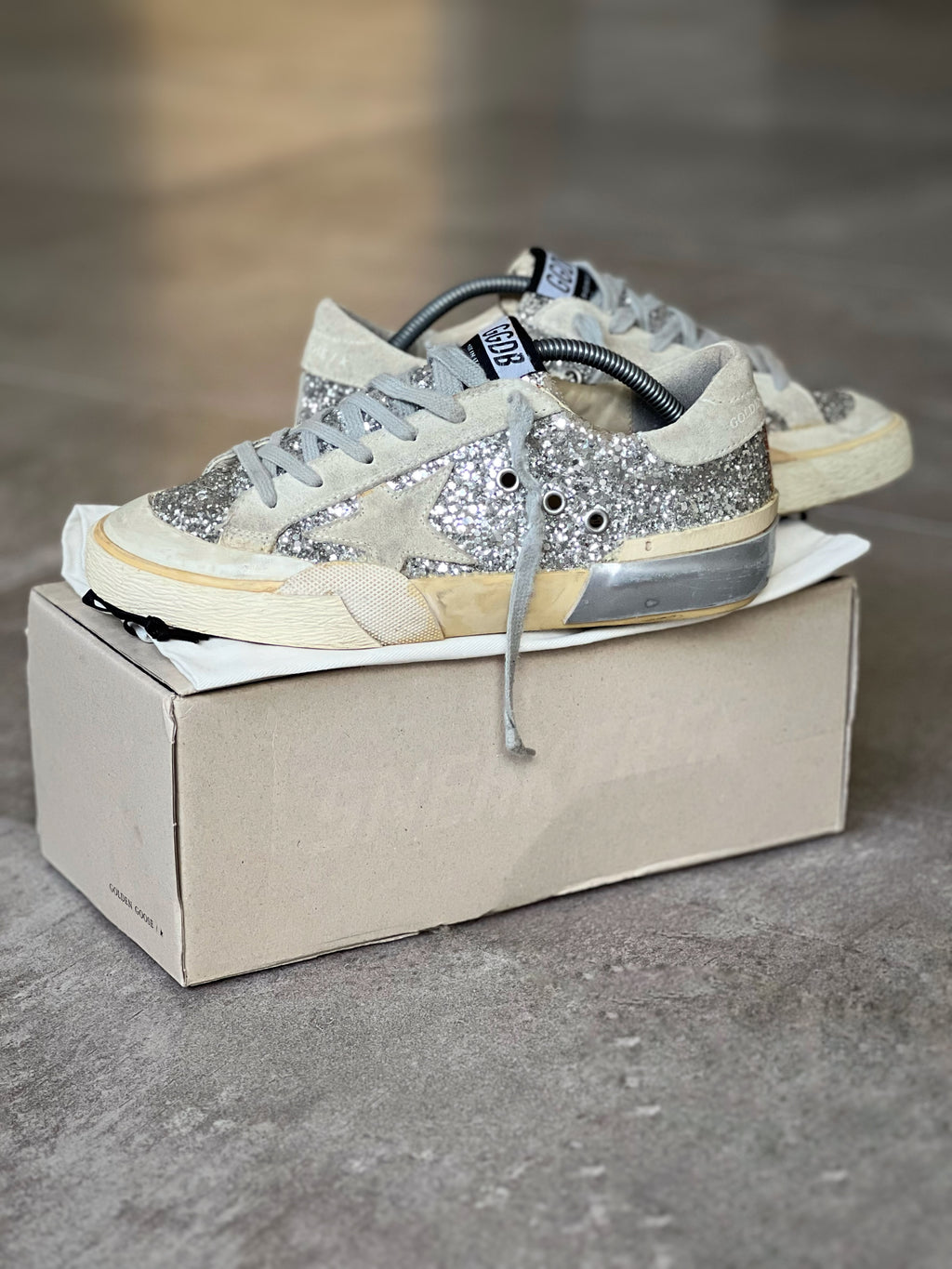 Golden Goose Superstar Silver Brillos