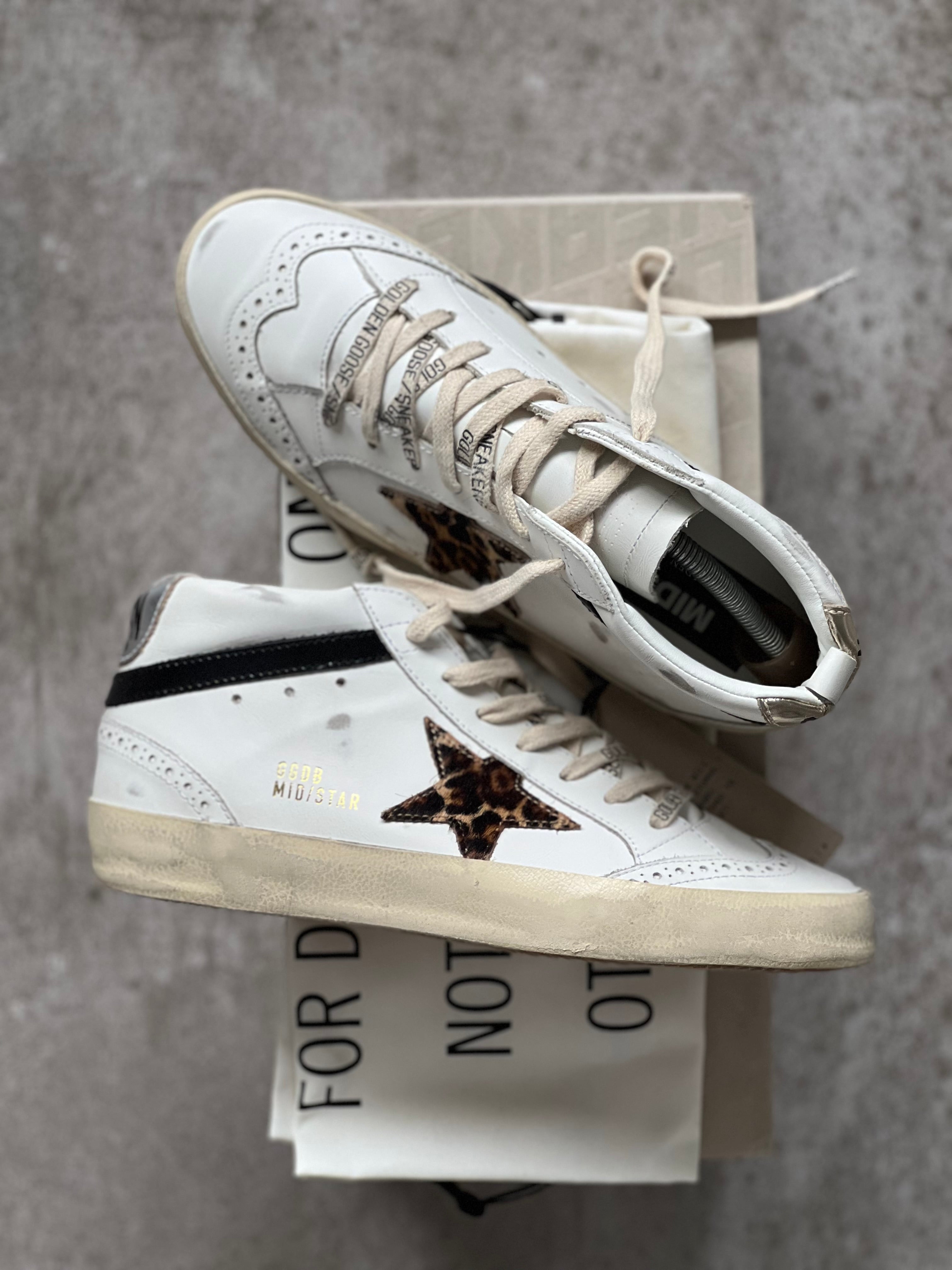 Talla 38 | Golden Goose Mid Star White & Animal Print