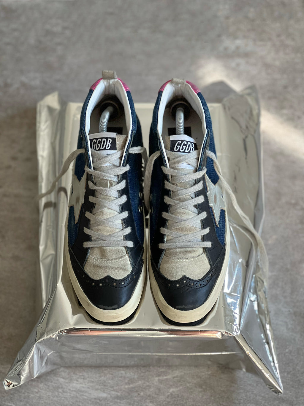 Golden Goose Mid Star Navy Denim Multicolor Vtg Women's