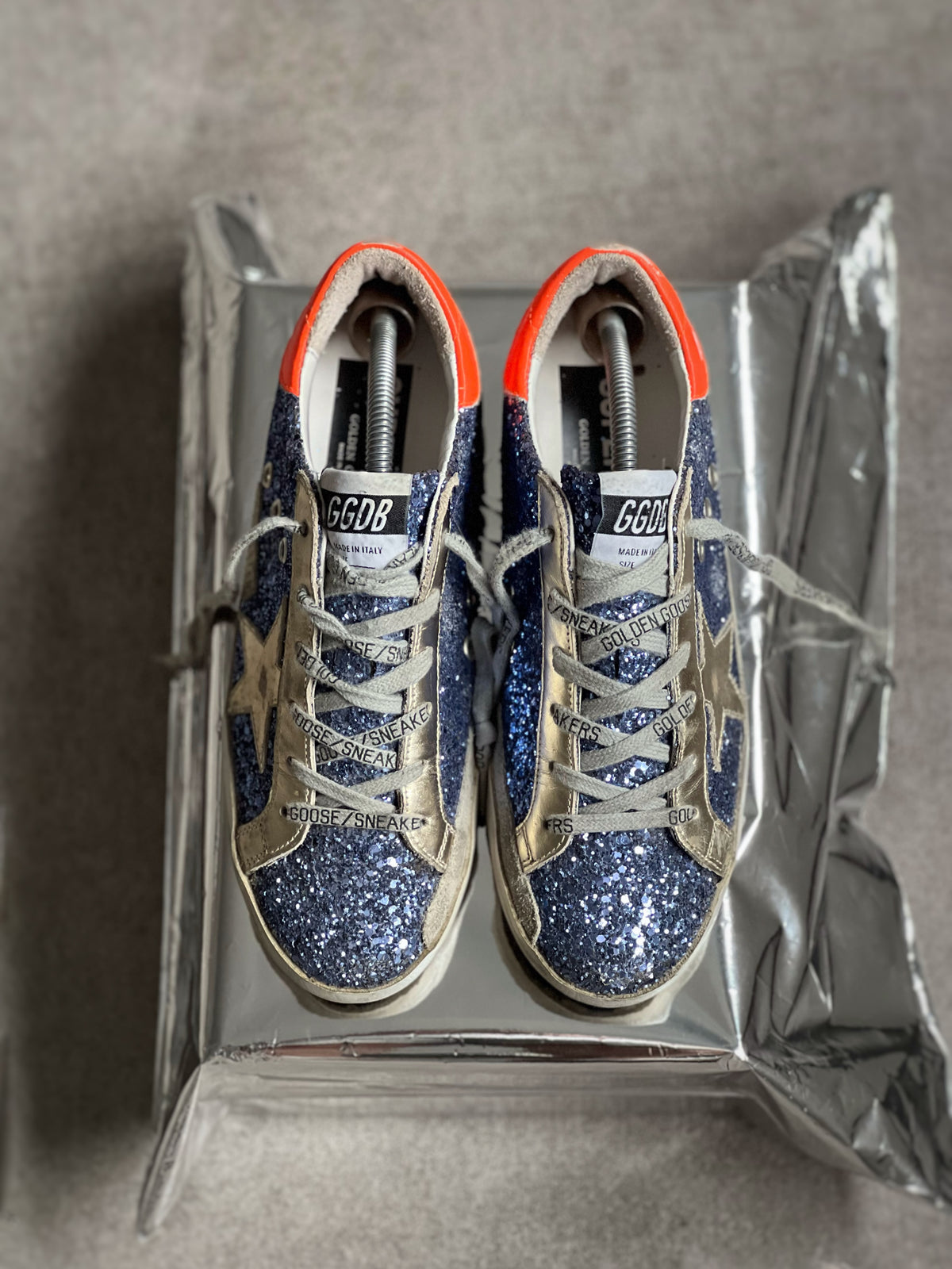 Golden Goose Superstar Azules Talón Naranja | Mujer