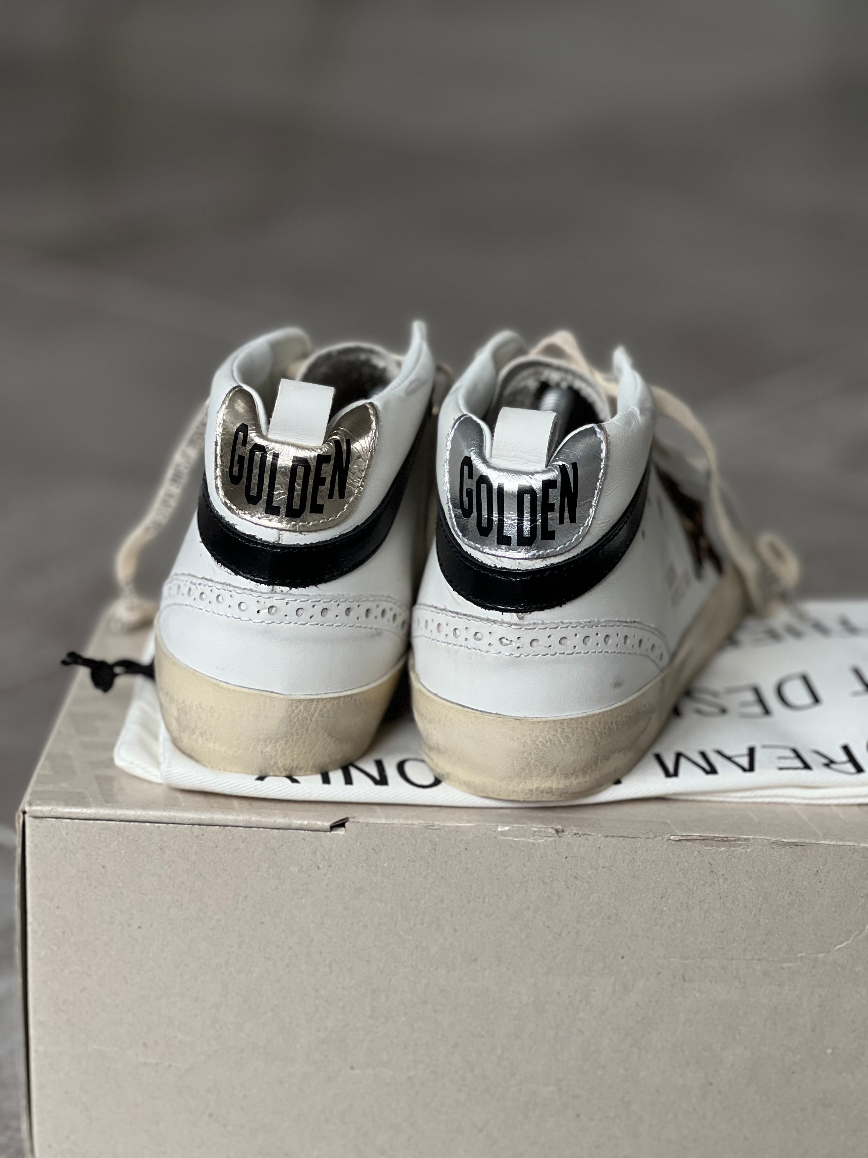 Talla 38 | Golden Goose Mid Star White & Animal Print
