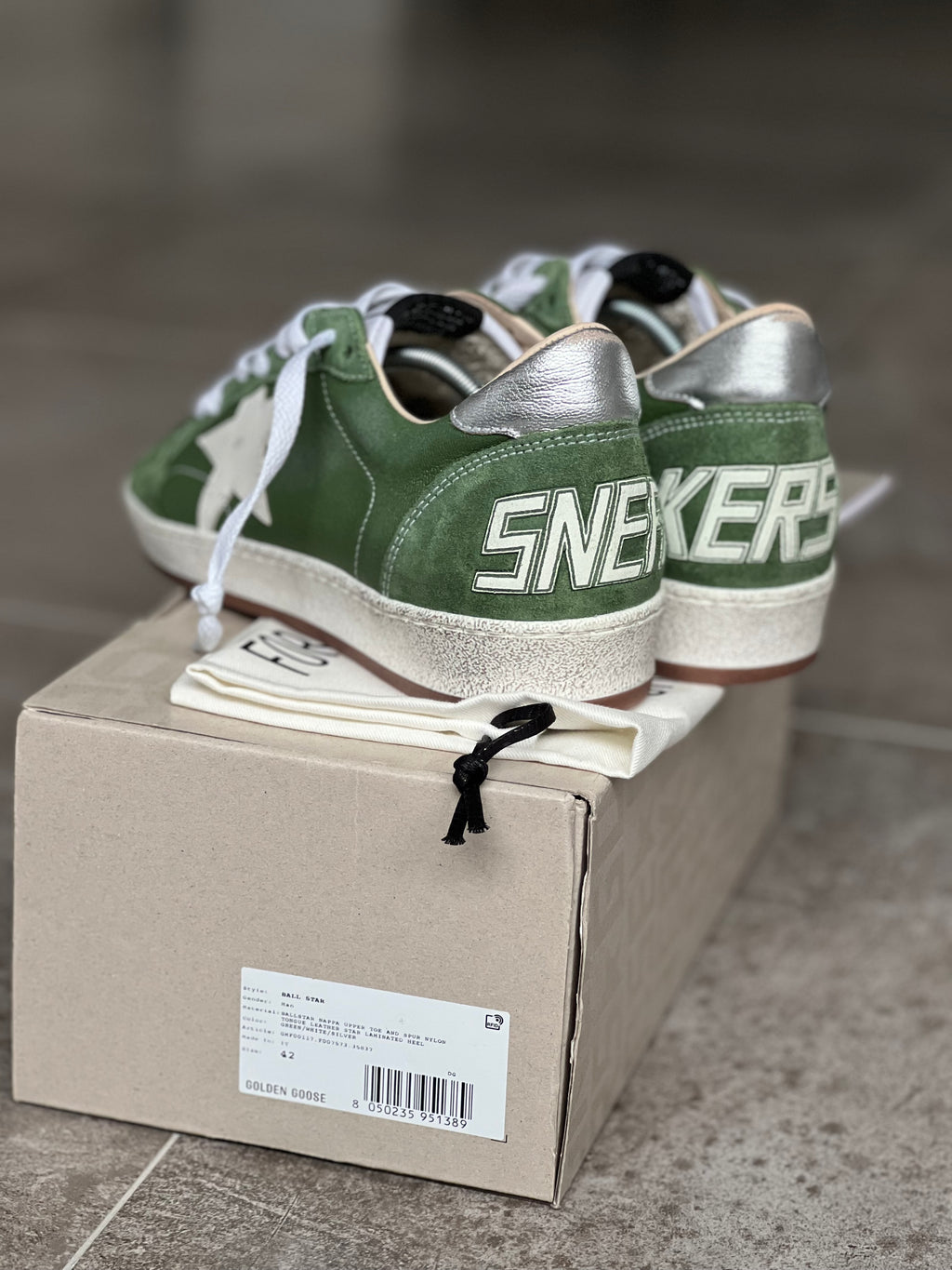 Size 42 | Ball Star Golden Goose Man Green/White/Silver