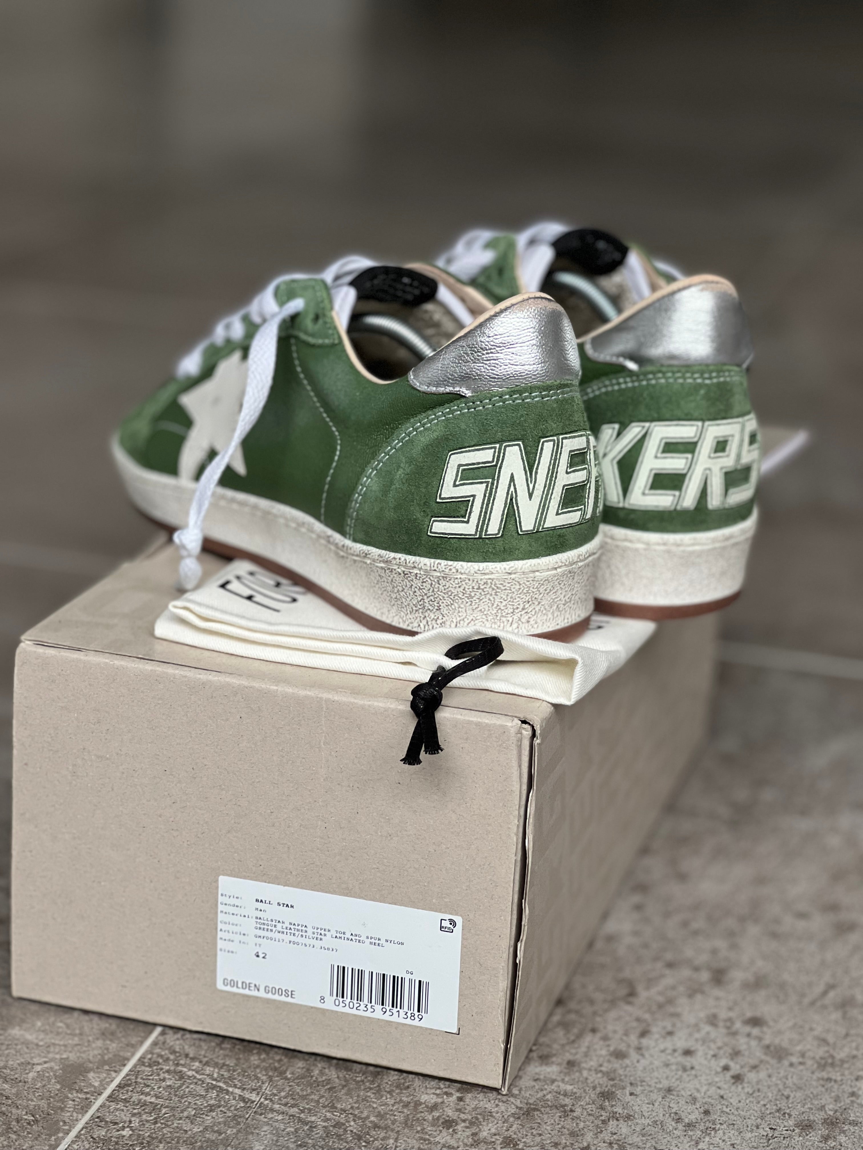 Size 42 | Ball Star Golden Goose Man Green/White/Silver