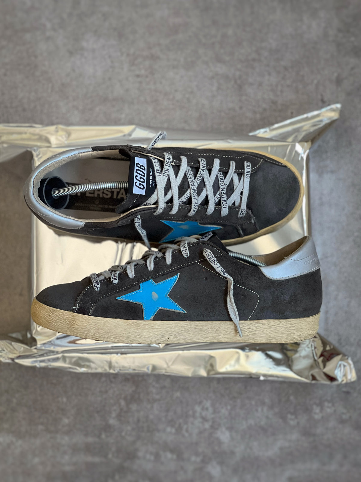 Golden Goose Superstar Grey & Blue Man Preowned