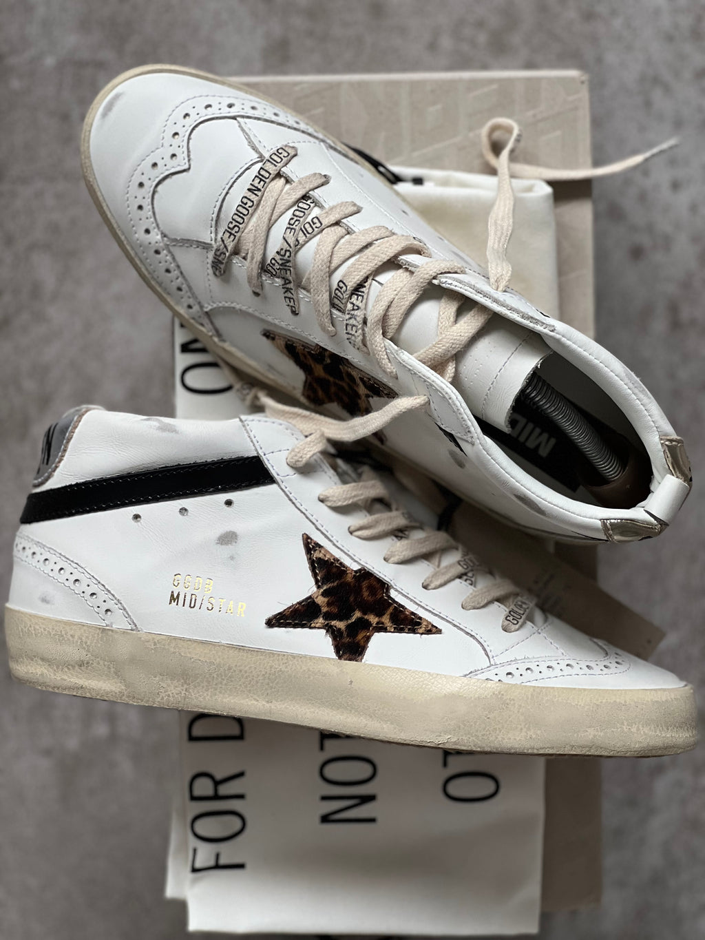 Talla 38 | Golden Goose Mid Star White & Animal Print