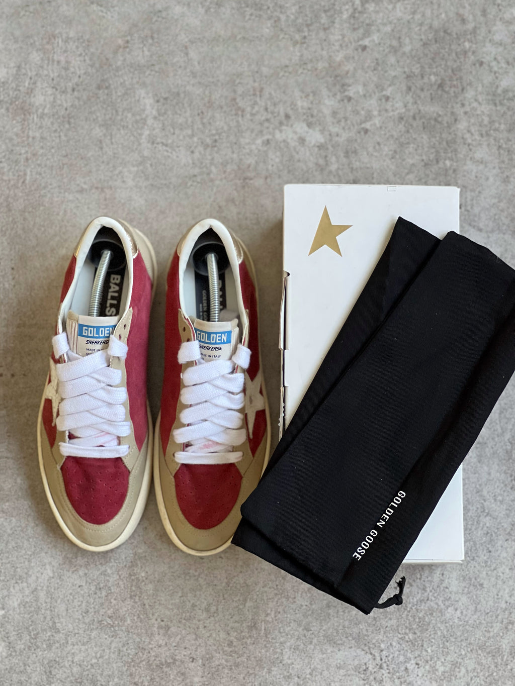 Zapatillas Golden Goose Ball Star "78" - Burdeos y Blancas