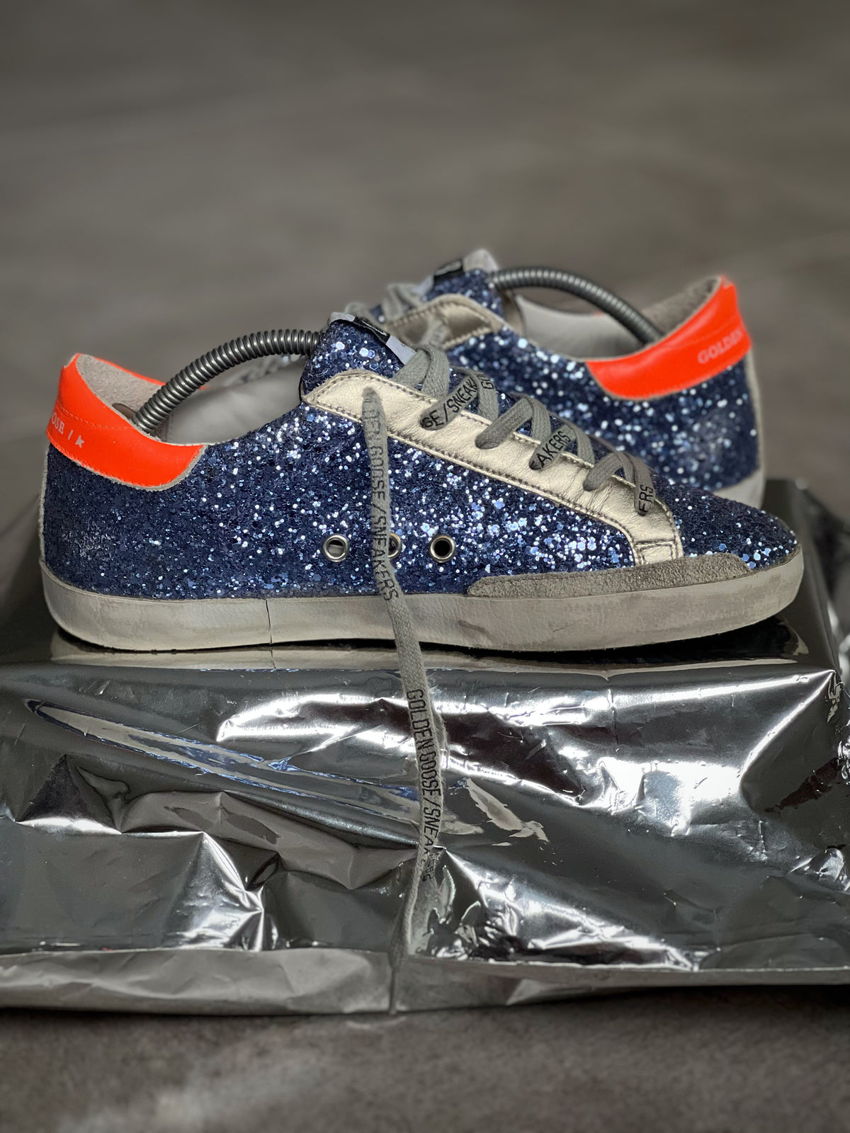 Golden Goose Superstar Azules Talón Naranja | Mujer