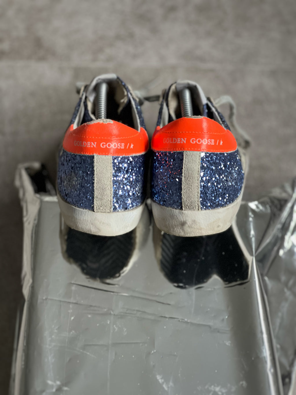 Golden Goose Superstar Azules Talón Naranja | Mujer