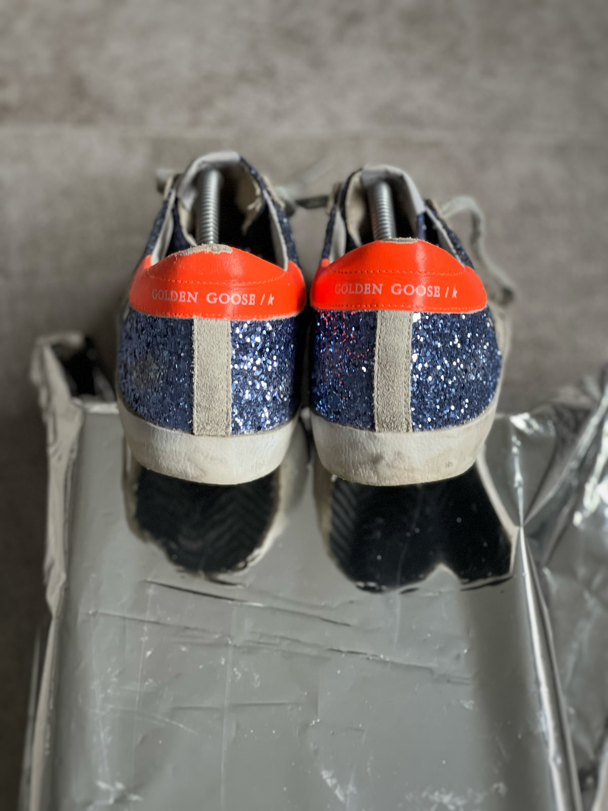 Golden Goose Superstar Azules Talón Naranja | Mujer