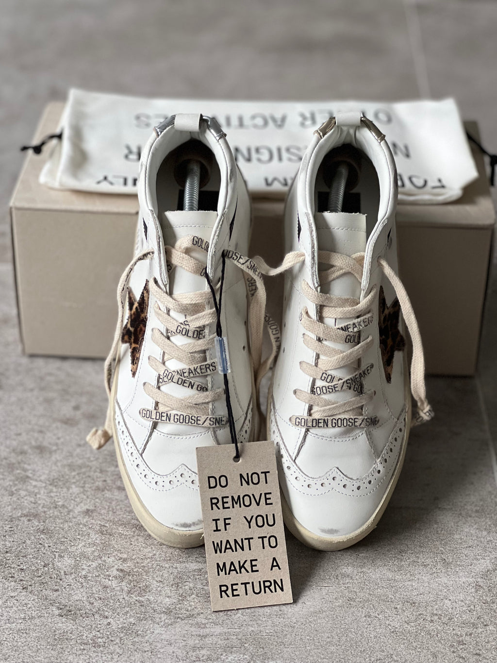 Talla 38 | Golden Goose Mid Star White & Animal Print
