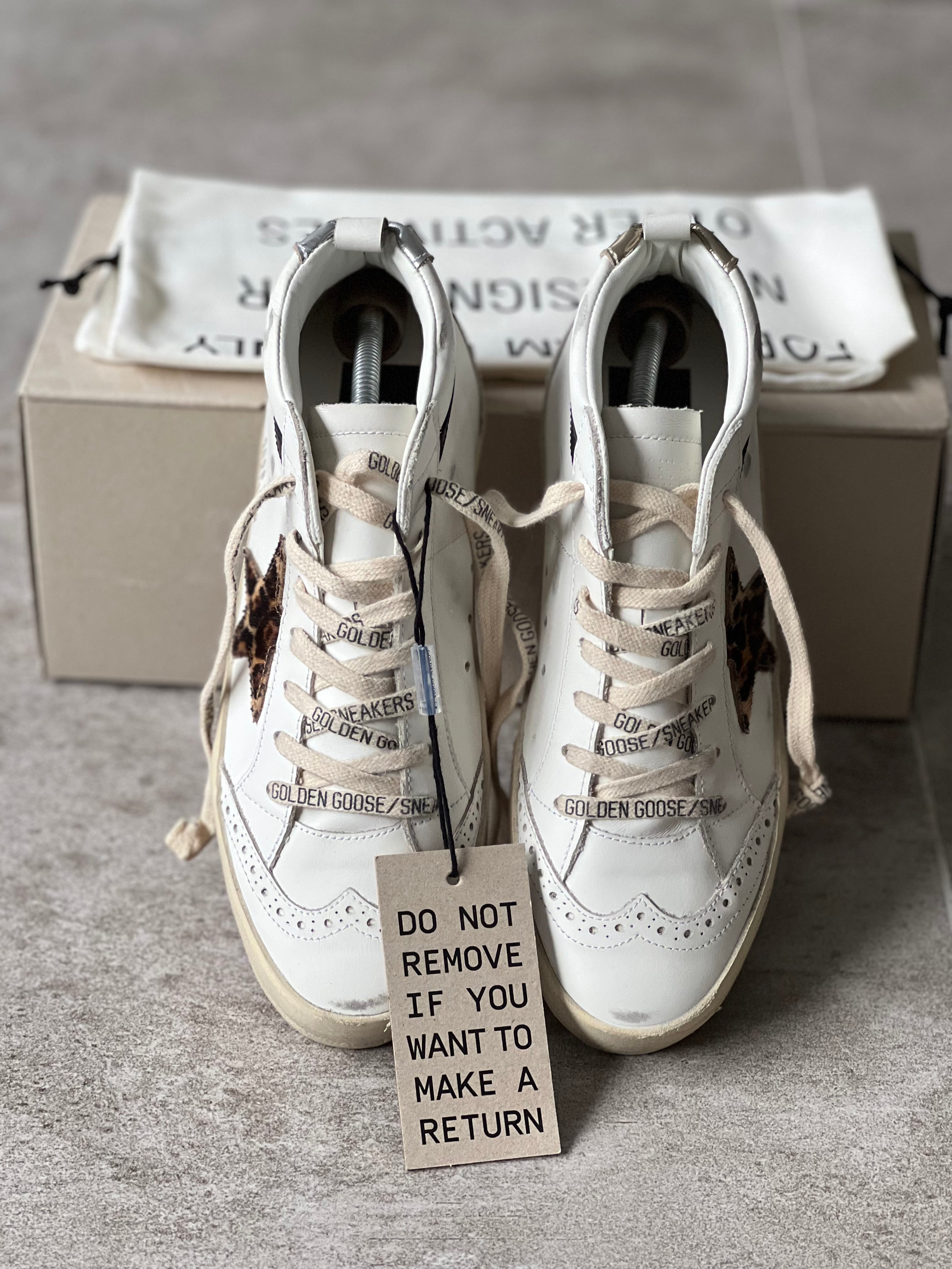 Talla 38 | Golden Goose Mid Star White & Animal Print