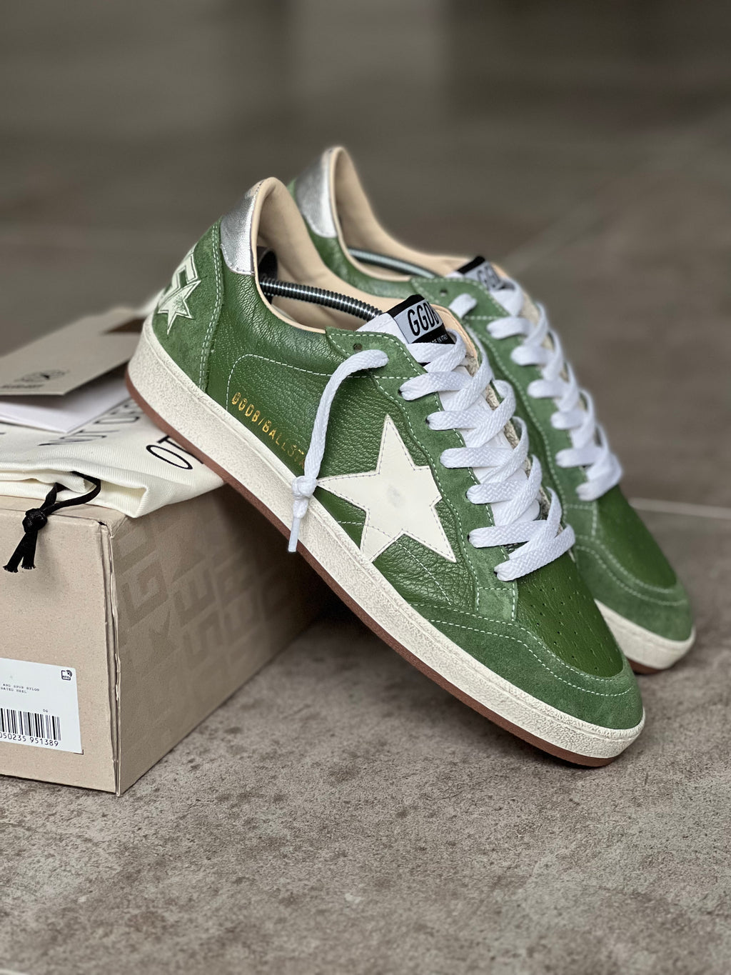 Size 42 | Ball Star Golden Goose Man Green/White/Silver