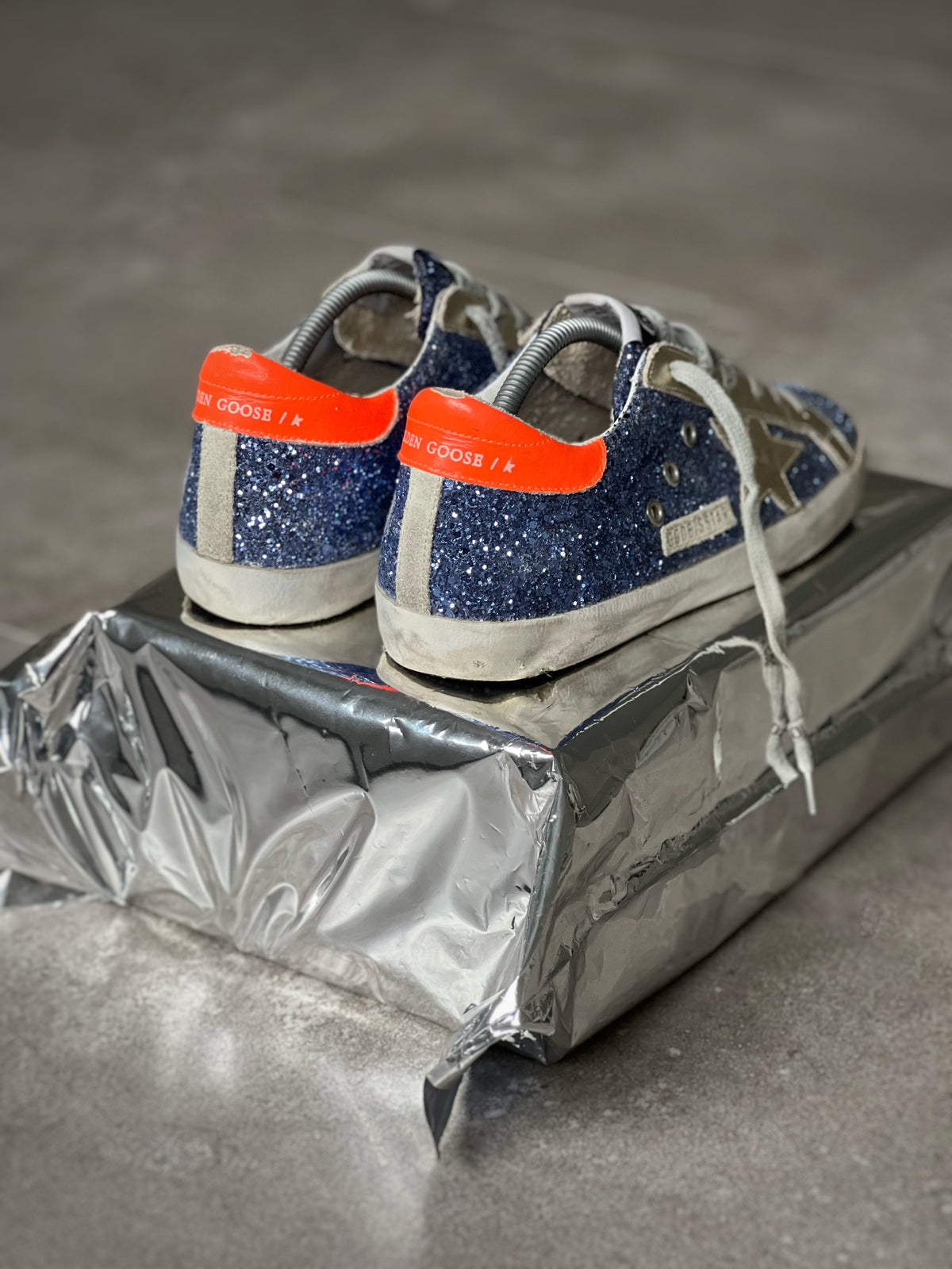 Golden Goose Superstar Azules Talón Naranja | Mujer