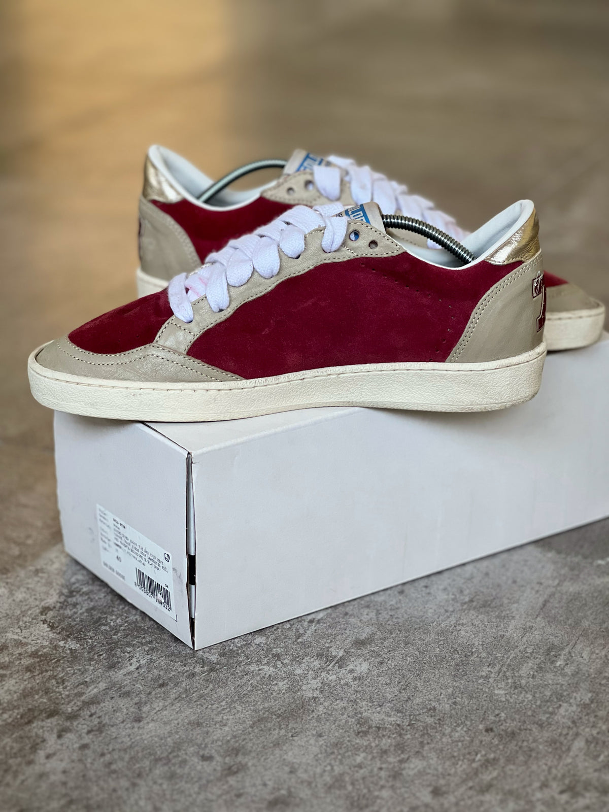 Zapatillas Golden Goose Ball Star "78" - Burdeos y Blancas