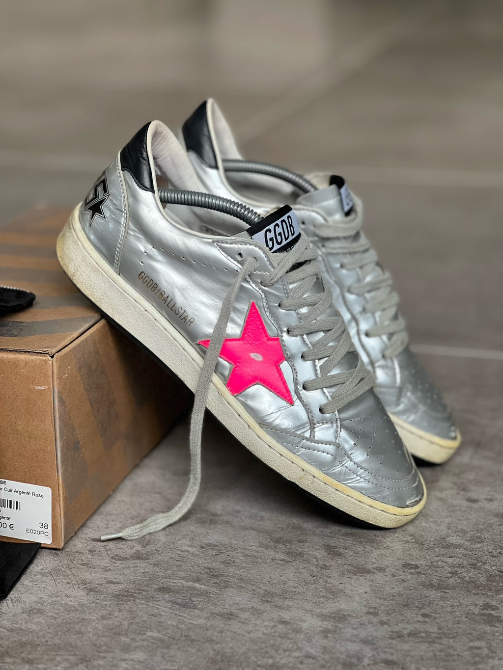 Size 38 I Golden Goose Ball Star Woman Silver &amp; Pink Woman