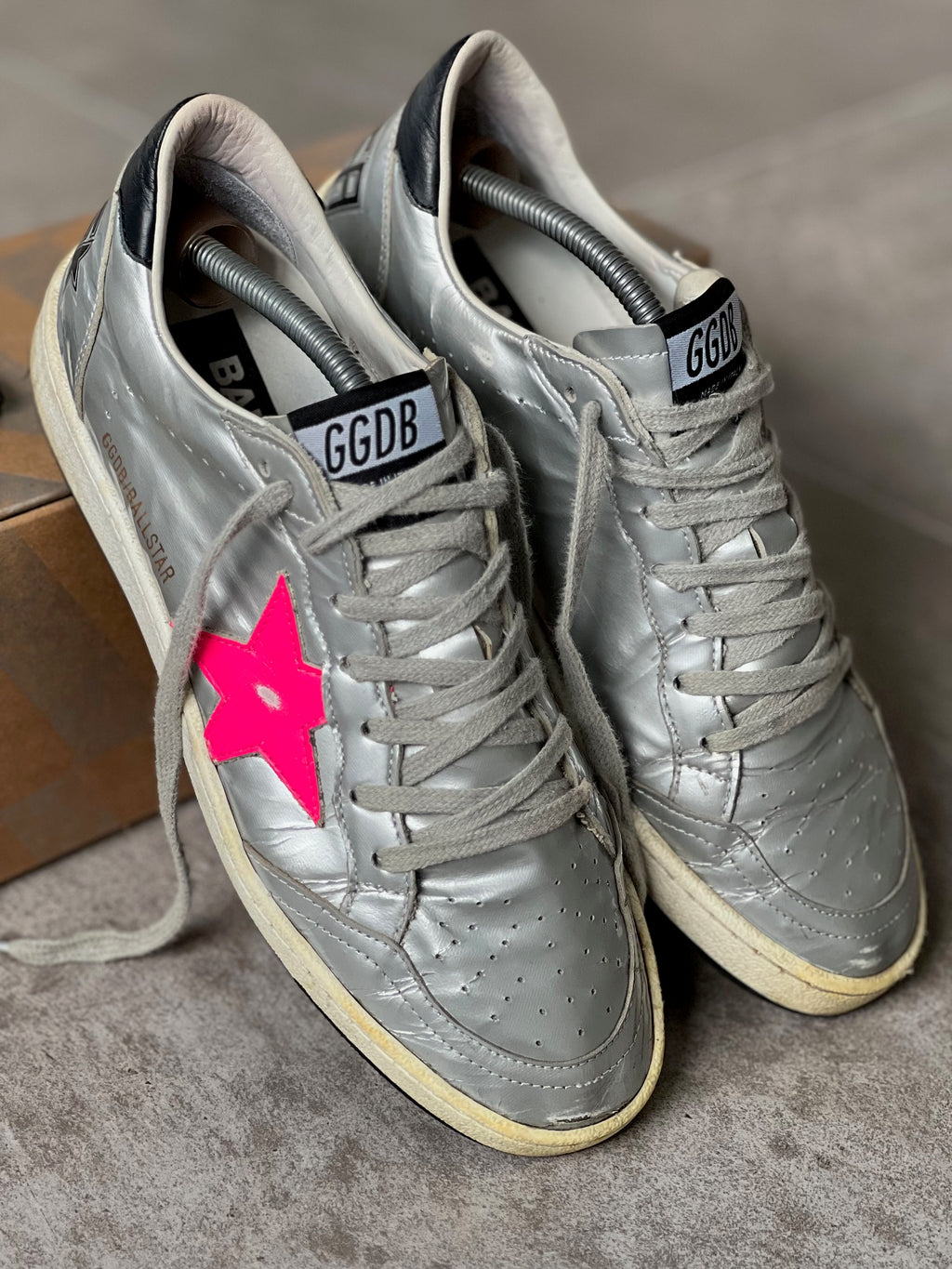 Size 38 I Golden Goose Ball Star Woman Silver &amp; Pink Woman