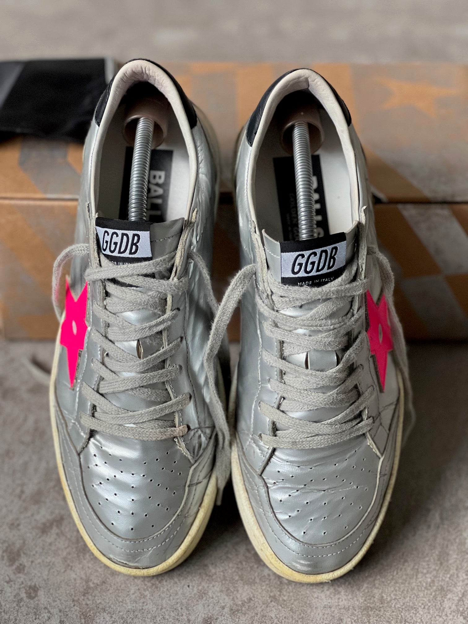 Size 38 I Golden Goose Ball Star Woman Silver &amp; Pink Woman