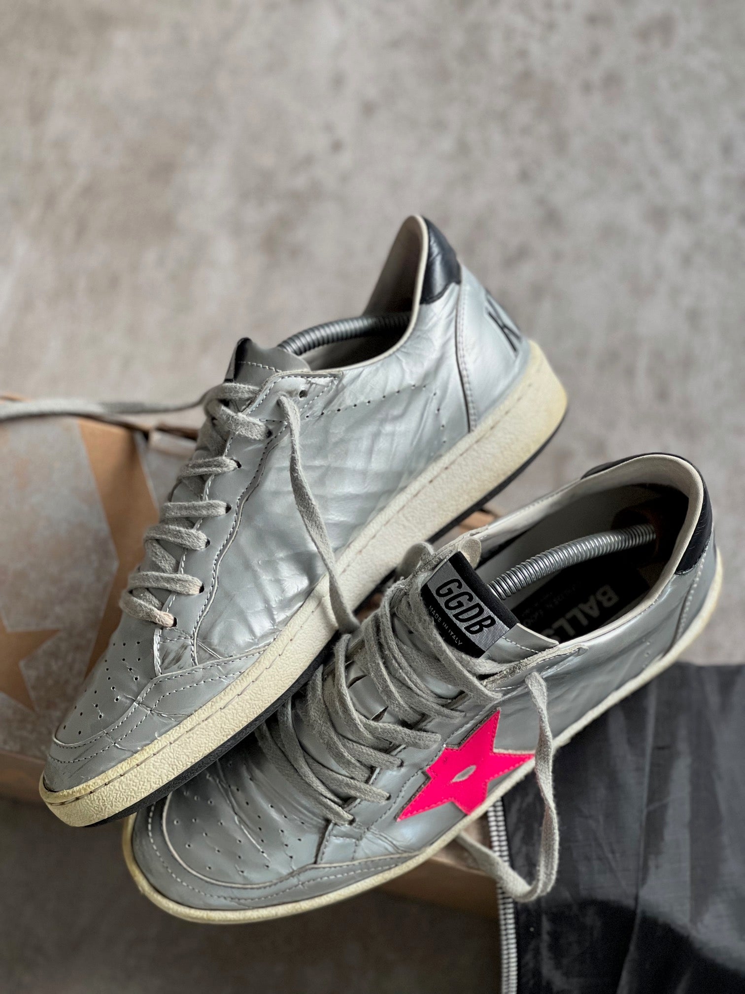 Size 38 I Golden Goose Ball Star Woman Silver &amp; Pink Woman