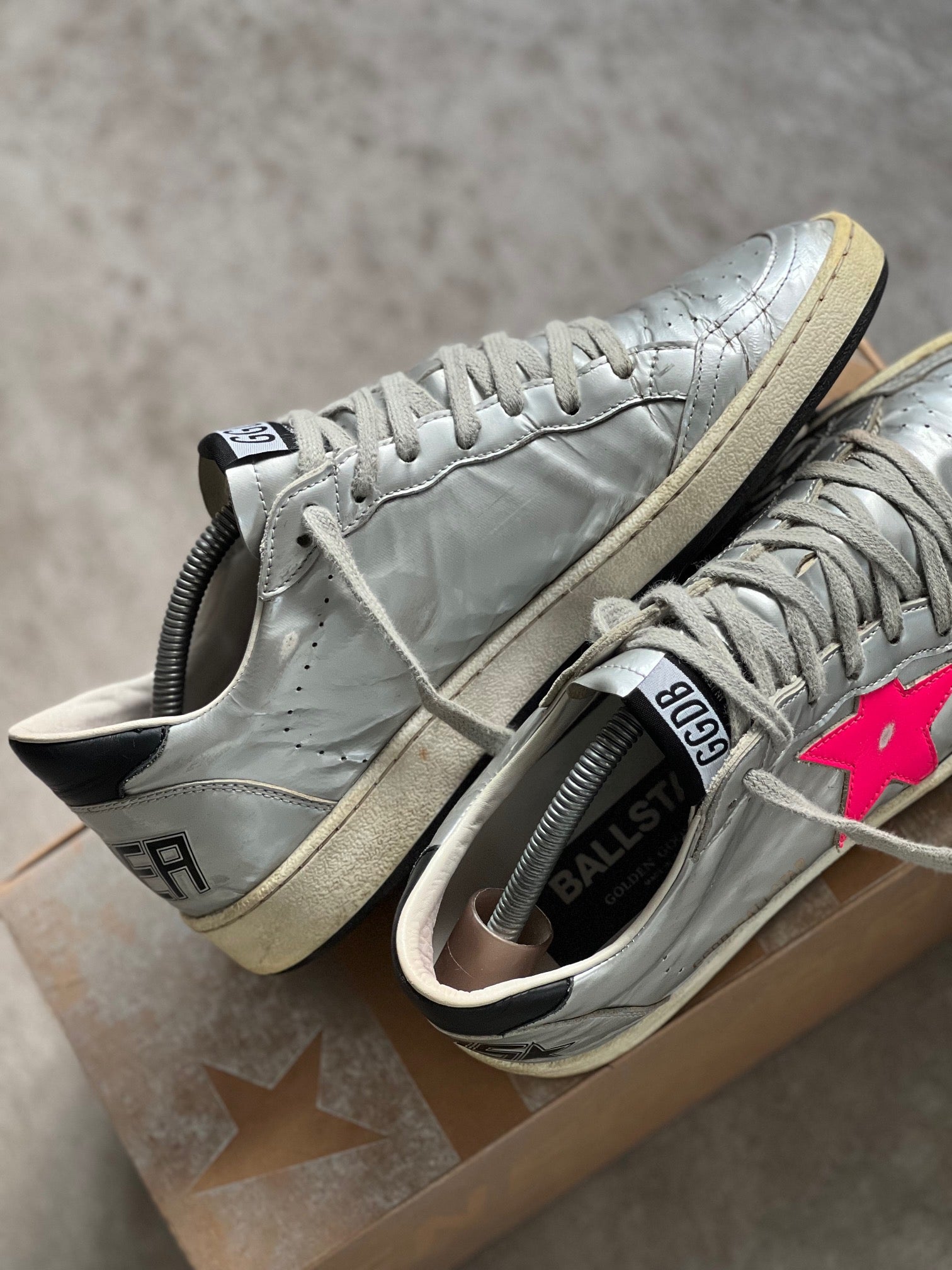 Size 38 I Golden Goose Ball Star Woman Silver &amp; Pink Woman