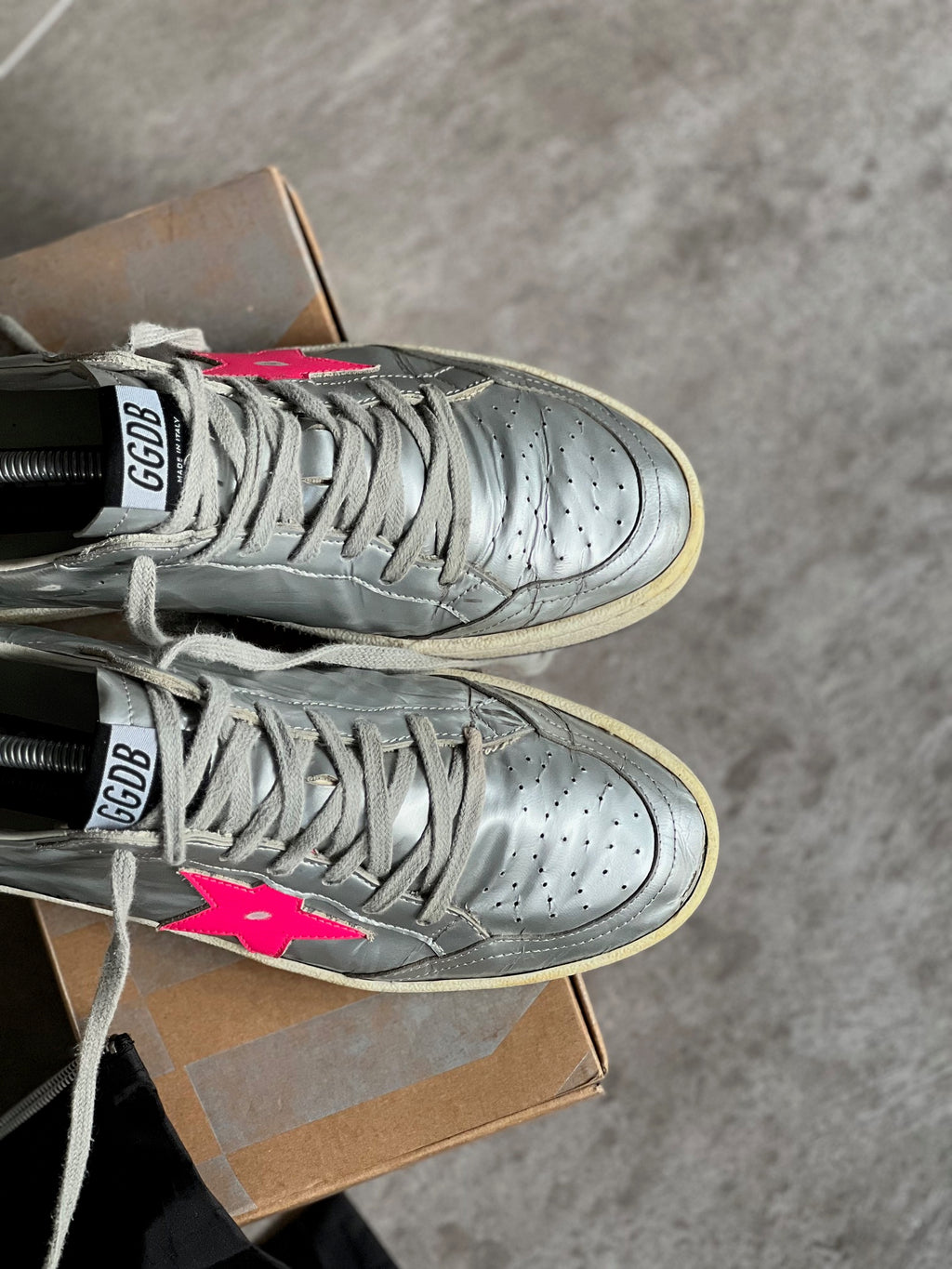 Size 38 I Golden Goose Ball Star Woman Silver &amp; Pink Woman