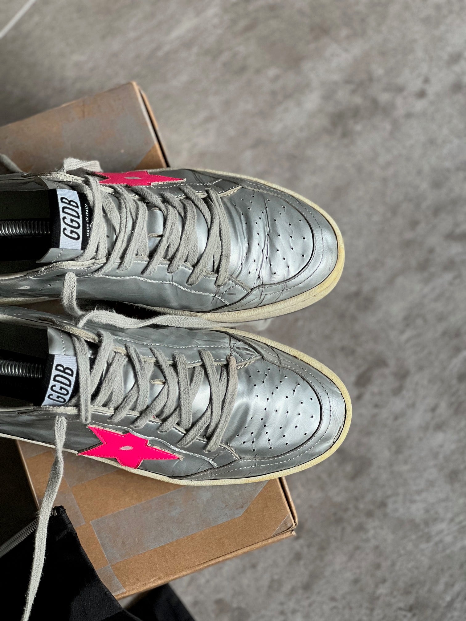 Size 38 I Golden Goose Ball Star Woman Silver &amp; Pink Woman