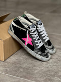 Size 38 I Mid Star Golden Goose Black / Pink Fluor / Silver