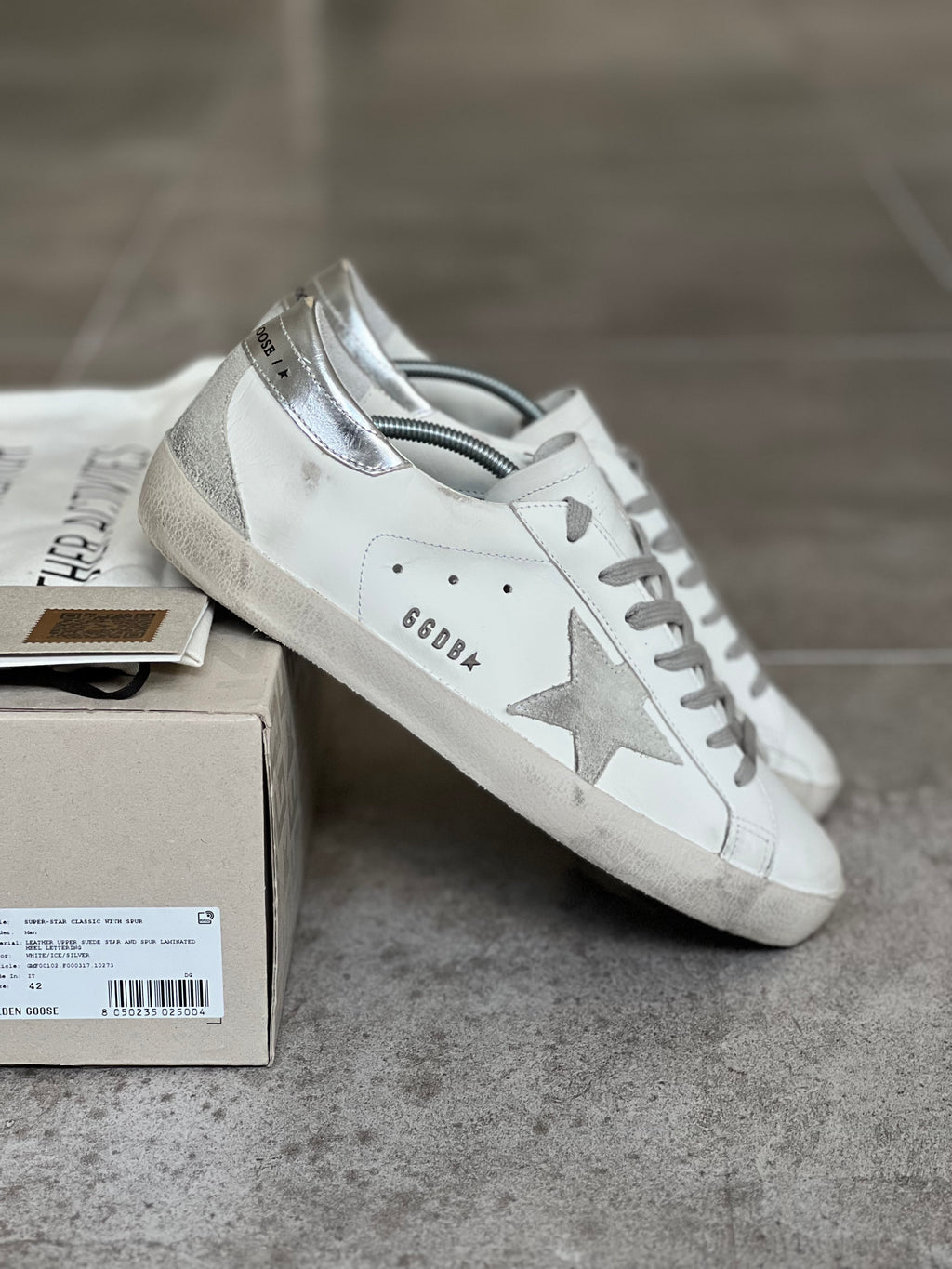 Size 42 I Golden Goose Superstar Classic Man White &amp; Silver
