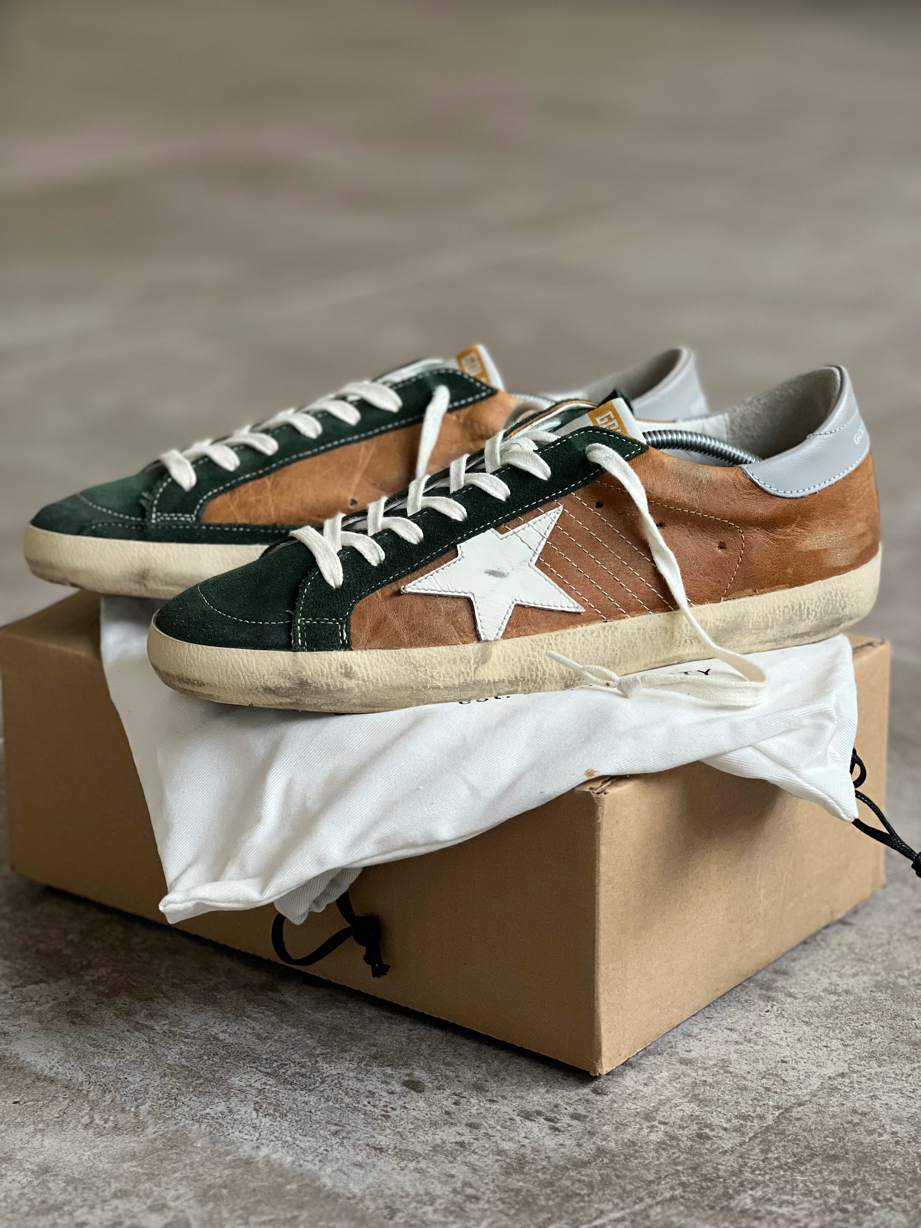 size 42 I Golden Goose Superstar Brown & Green Man Preloved