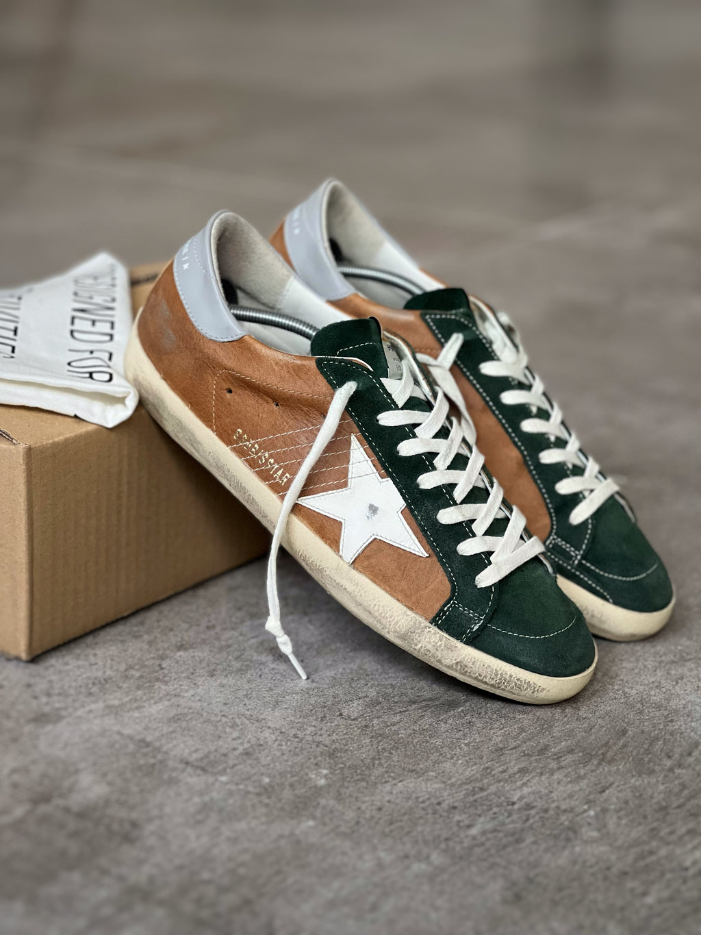 size 42 I Golden Goose Superstar Brown & Green Man Preloved