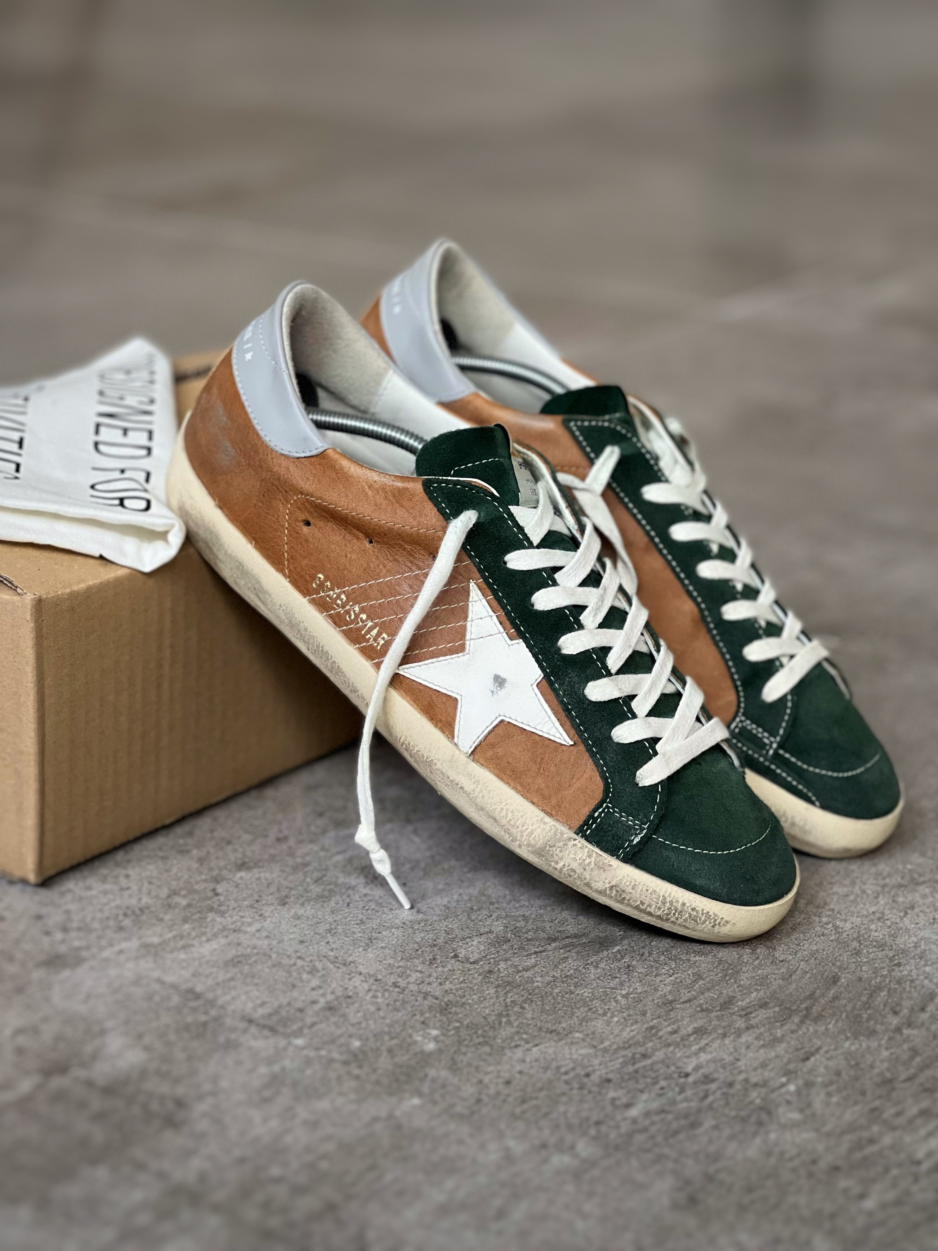 size 42 I Golden Goose Superstar Brown & Green Man Preloved