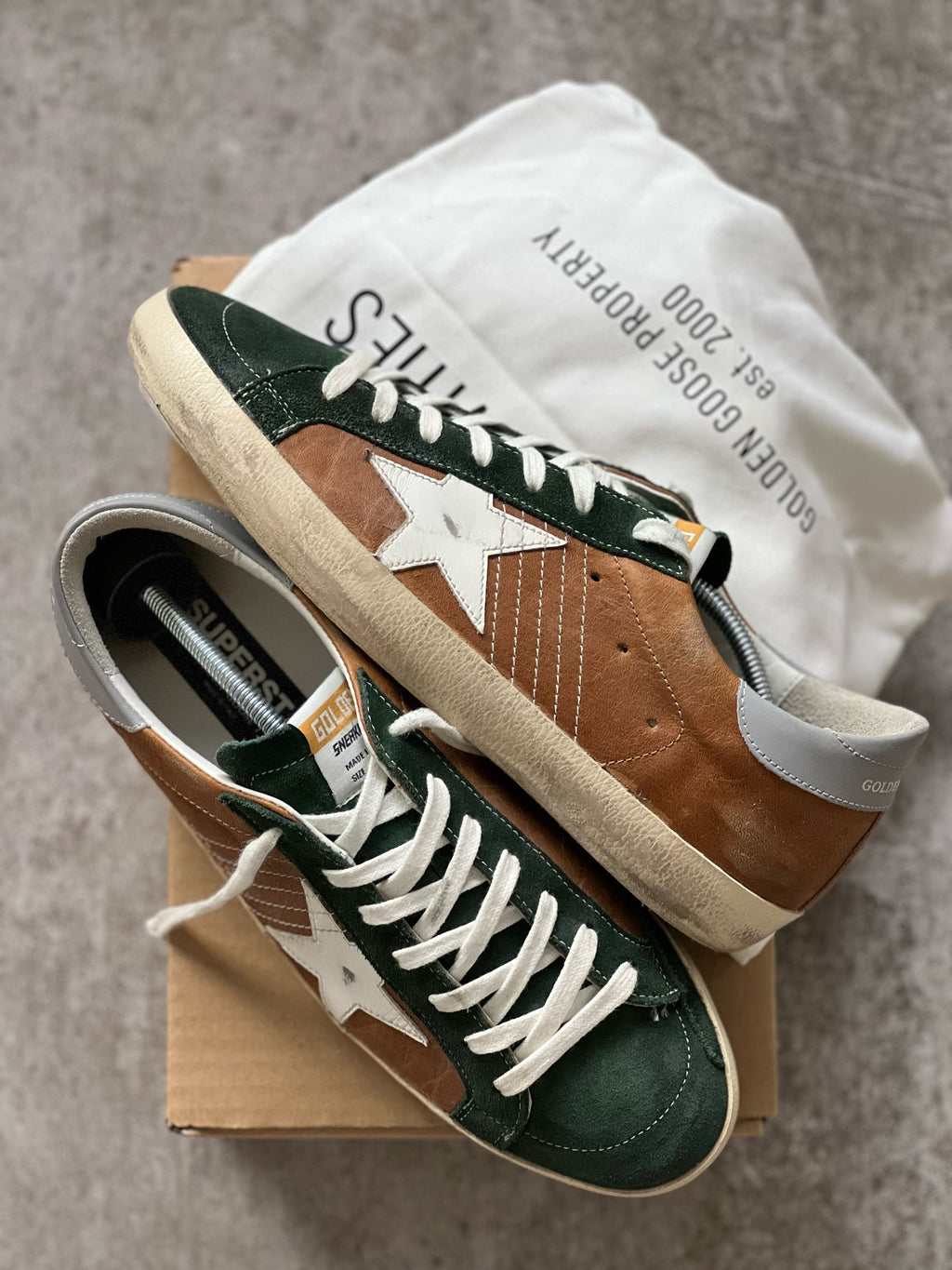 size 42 I Golden Goose Superstar Brown & Green Man Preloved