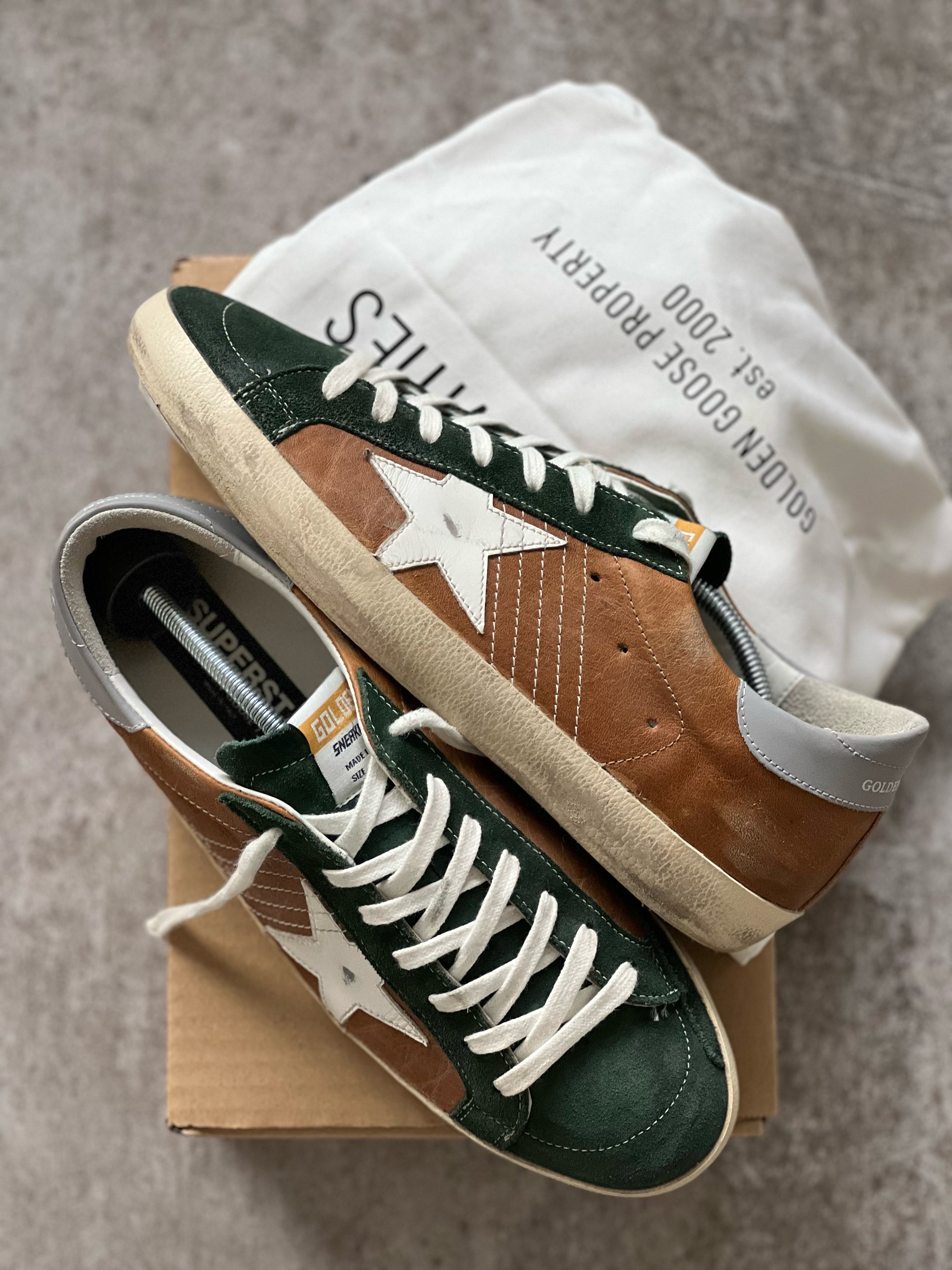 size 42 I Golden Goose Superstar Brown & Green Man Preloved
