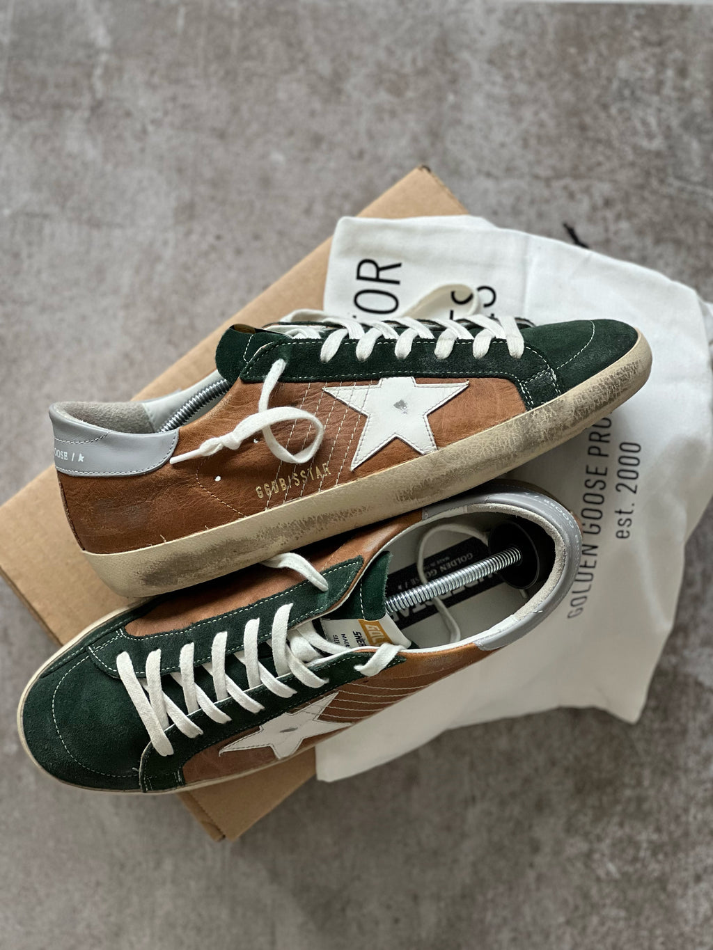 size 42 I Golden Goose Superstar Brown & Green Man Preloved