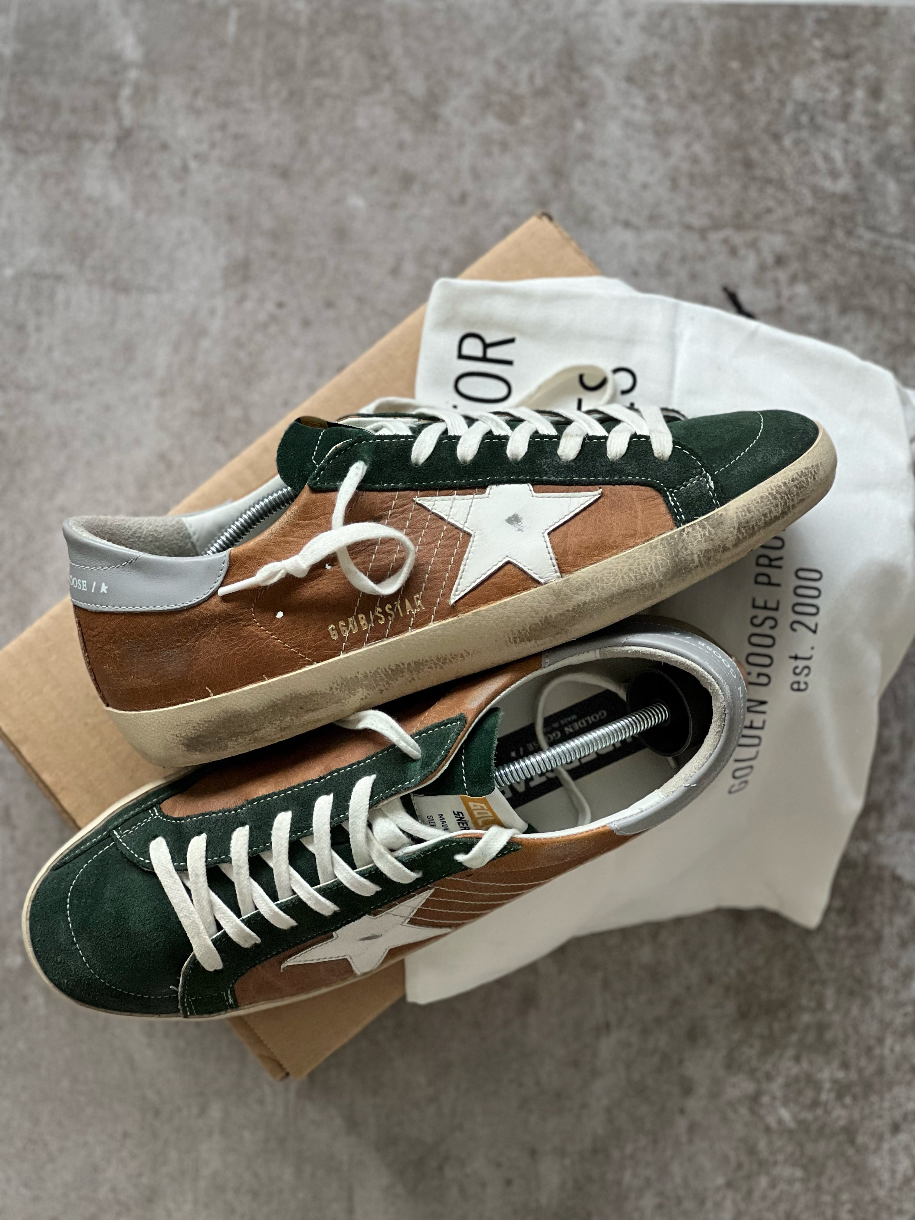 size 42 I Golden Goose Superstar Brown & Green Man Preloved